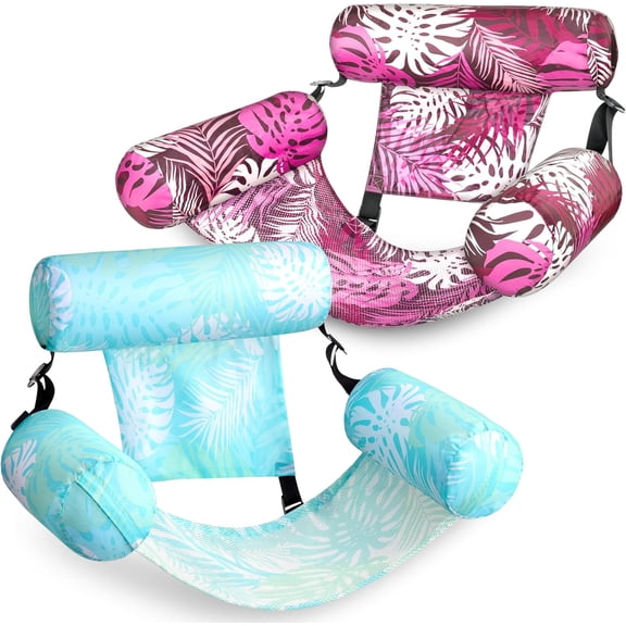 2 Packs Floating Lounge Chairs, Inflatable Pool Floats Adult, Blow up Pool Noodles for Adult Heavy Duty, Floating Chair for Party, Summer, Water, Beach, Lake Fun