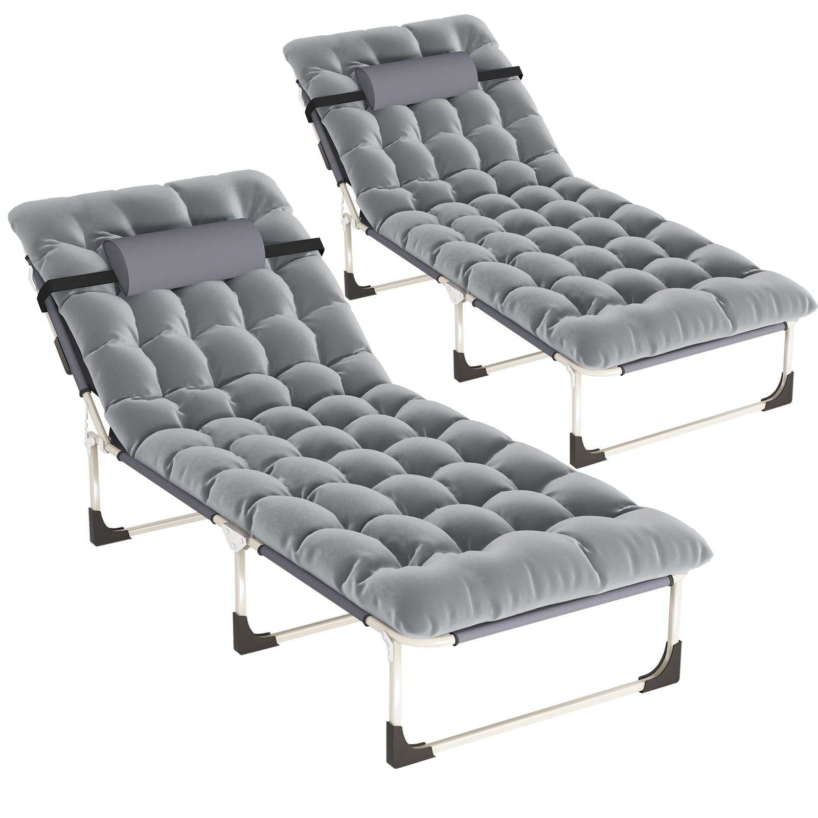 2 Packs Folding Camping Cots with Mattress, 74"*29" Extra Wide Portable