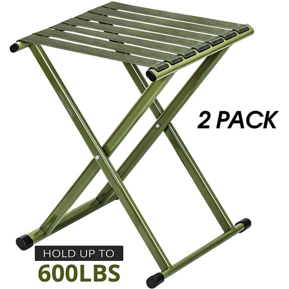 2 Packs Folding Stool, Portable Foldable Camping Chair Hold up to 600 lbs, 13.9 x 14.3 x 17.8 Inches