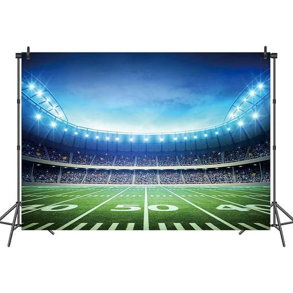 2 Packs Football Field Photography Backdrop Football Field AuditoriumLight Themed Party Backdrop 6x4ft