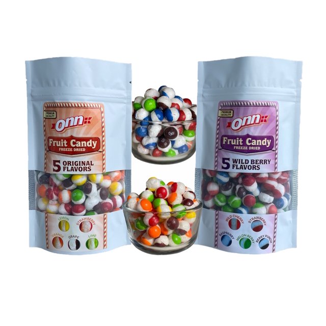 2 Packs Freeze Dried Candy Skittle's 8 Oz Total (Original / Wild Berry) Pack (4 oz each