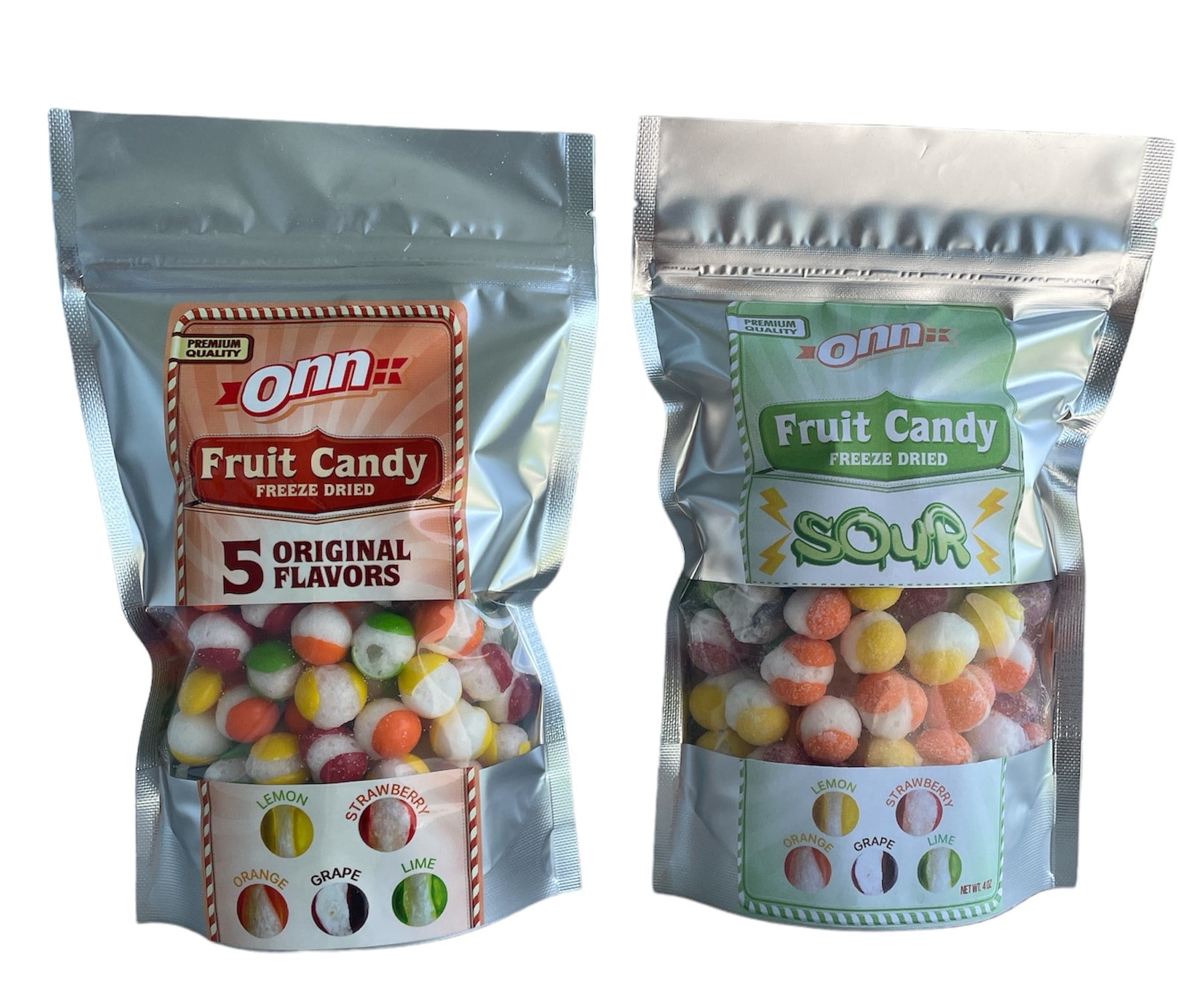 2 Packs Freeze Dried Skittle's Candy USA (8 Oz total) 1 Pack Original Flavor 4 Oz / 1 Pack Sour