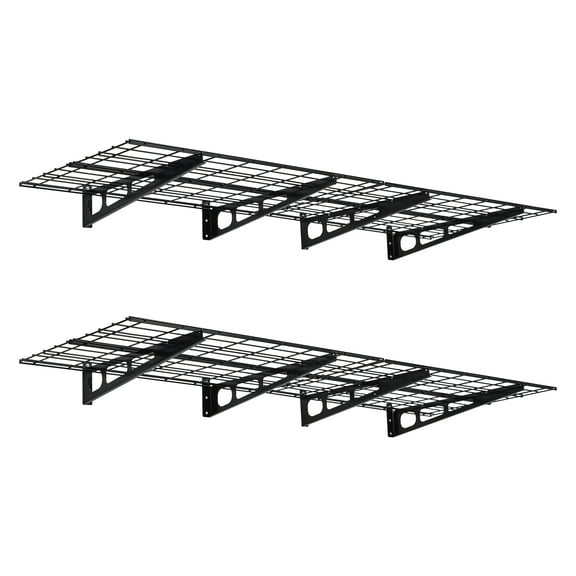 2 Packs Garage Wall Shelving, 72"x 24" Heavy Duty Wall Shelf Capacity 800LBS Total, Wall Mounted Storage Shelves with Hooks