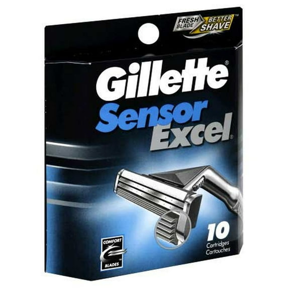 2 Packs Gillette Sensor Excel Men's Razor Blade Refill Cartridges, 10 ct