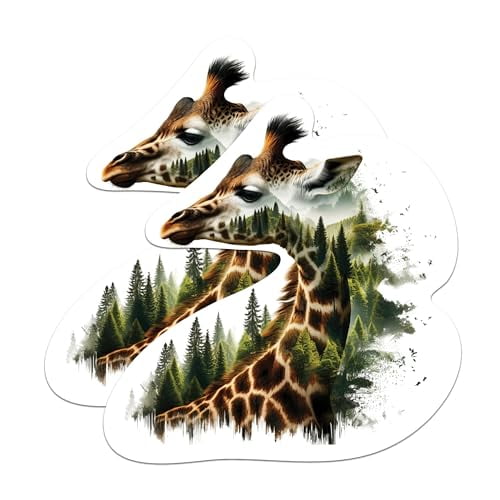 (2 Packs) Giraffe with Wilderness Magnets - Animal Nature Lover Cool Outdoor Magnets - 5 Inches On Longest Side - Premium Magnet - for Fridges, Toolboxes, Cars - Made in USA - MAG2267