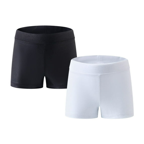 2 Packs Girl’s Compression Shorts Casual Solid Color Low Waist Dance Yoga and Athletics Short Pant