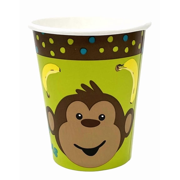 2 Packs - Go Bananas Monkeys & Polka Dots 9 oz. Disposable Party Cups - 2 Packs of 8 - 16 Total Cups