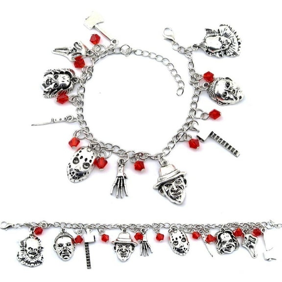 2 Packs Gothic Skull Skeleton Bracelet for Women Halloween Skeleton Cuff Bangle Bracelets Punk Biker Skull Bracelet Goth Jewelry Scary Halloween Outfits Accessories