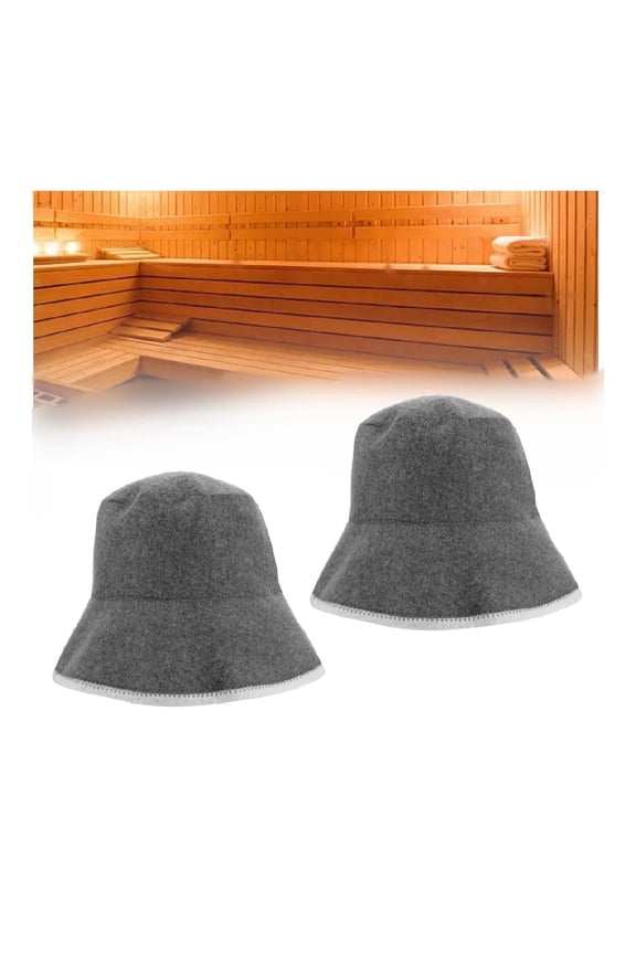 2 Packs Gray Breathable Wool Sauna Hat,11x7In Durable Handmade Wool Sauna Bucket Hat for Spa,Steam Room,Bathhouse