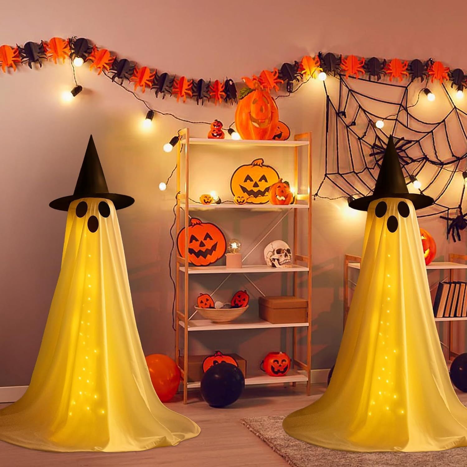 2 Packs Halloween Decorations Outdoor Spooky Ghosts with LED Lights & Remote Ghost Lights for Halloweens Party Decoration Indoor Front Yard Lawn Porch Garden Halloween