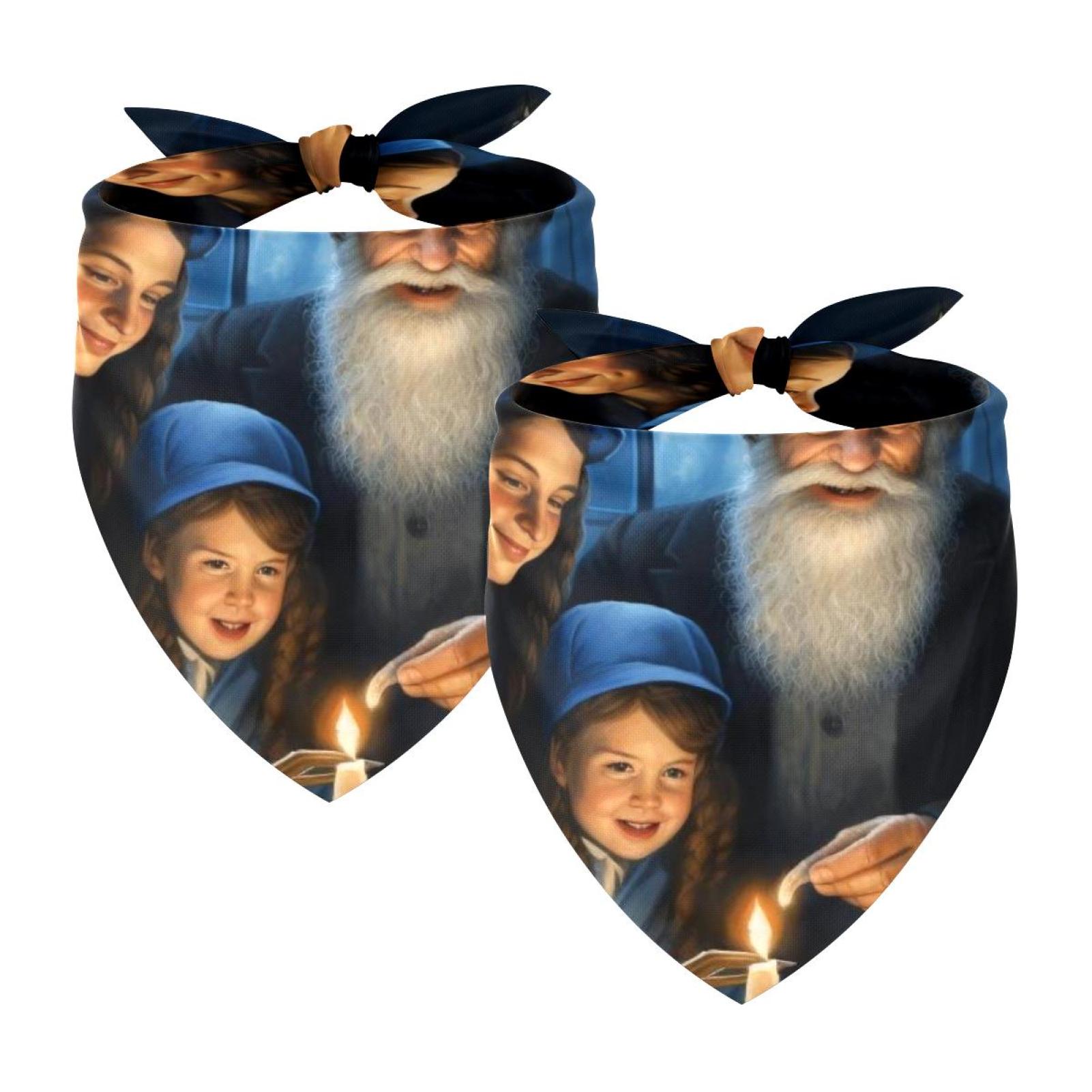 2 Packs Hanukkah Dog Bandana Pet Scarf for Dogs Cats Puppy Adjustable