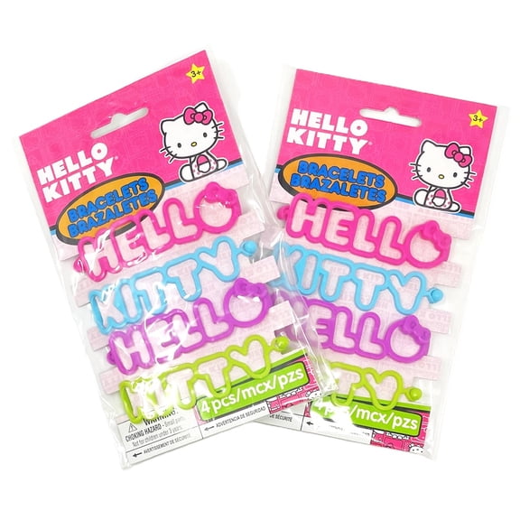 2 Packs - Hello Kitty Party Treat Favor Bracelets - 2 Packs of 4 - 8 Total Bracelets