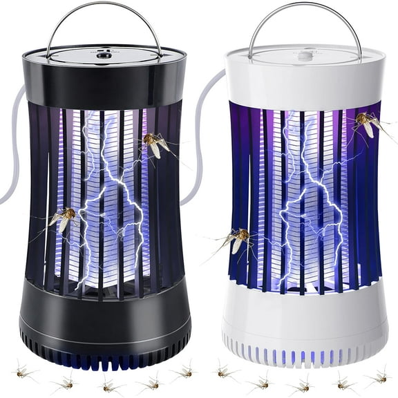 2 Packs Indoor Bug Zapper with Fan, 1500V High Voltage Lighted Mosquito Lamp Trap, USB Cable Plug-in Electric Insect Killer Catching Moth Mosquitoes Gnat Fruit Flies (NO Battery)