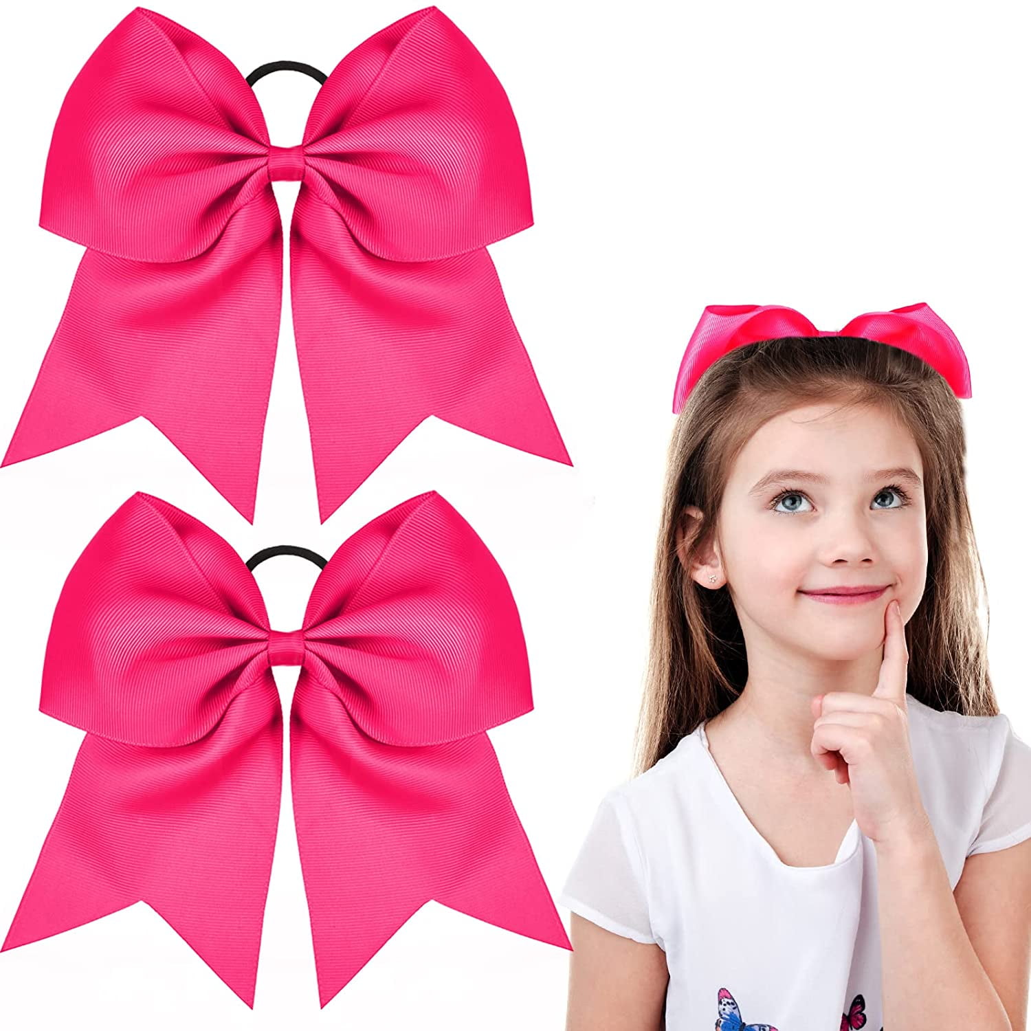 20 Pack 8 Inch Cheer Bows for Cheerleaders, Elastic Ponytail Holders for  Women and Girls, Large Bulk Polyester Hair Ribbons for Softball,  Volleyball, Gymnastics (2 Designs, Black)