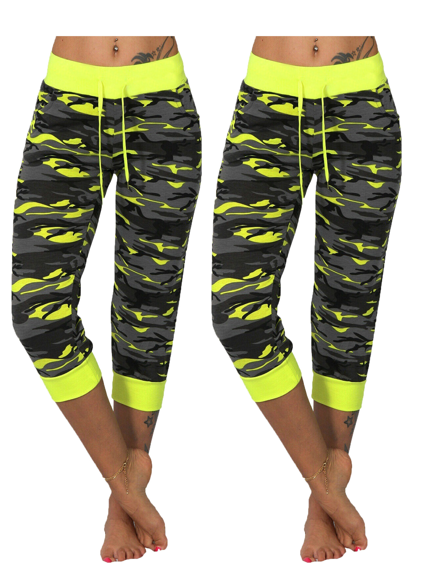 (2 Packs) Juniors' Plus Size Camo Sports Yoga Crop Jeggings High Waist Tummy Control Oversized Camouflage Pants - image 1 of 3