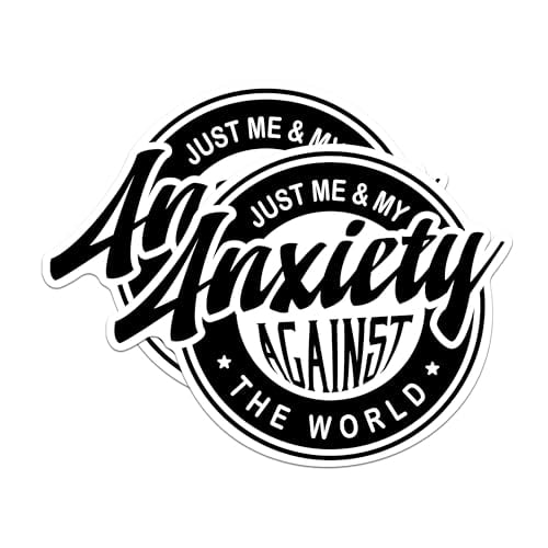 (2 Packs) Just Me and My Anxiety Against The World Magnets - Funny Social Anxiety Magnets - 5 Inches On Longest Side - Premium Magnet - for Fridges, Toolboxes, Cars - Made in USA - MAG2491
