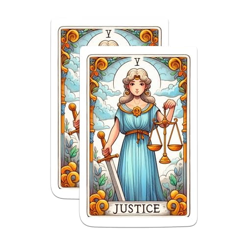 (2 Packs) Justice Tarot Card Magnets - Tarot Spiritual Metaphysical Magic Mystic Magnets - 5 Inches On Longest Side - Premium Magnet - for Fridges, Toolboxes, Cars - Made in USA - MAG2265