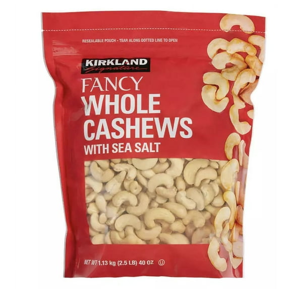 2 Packs Kirkland Signature Whole Fancy Cashew Nuts With Sea Salt 40 oz Each Pack