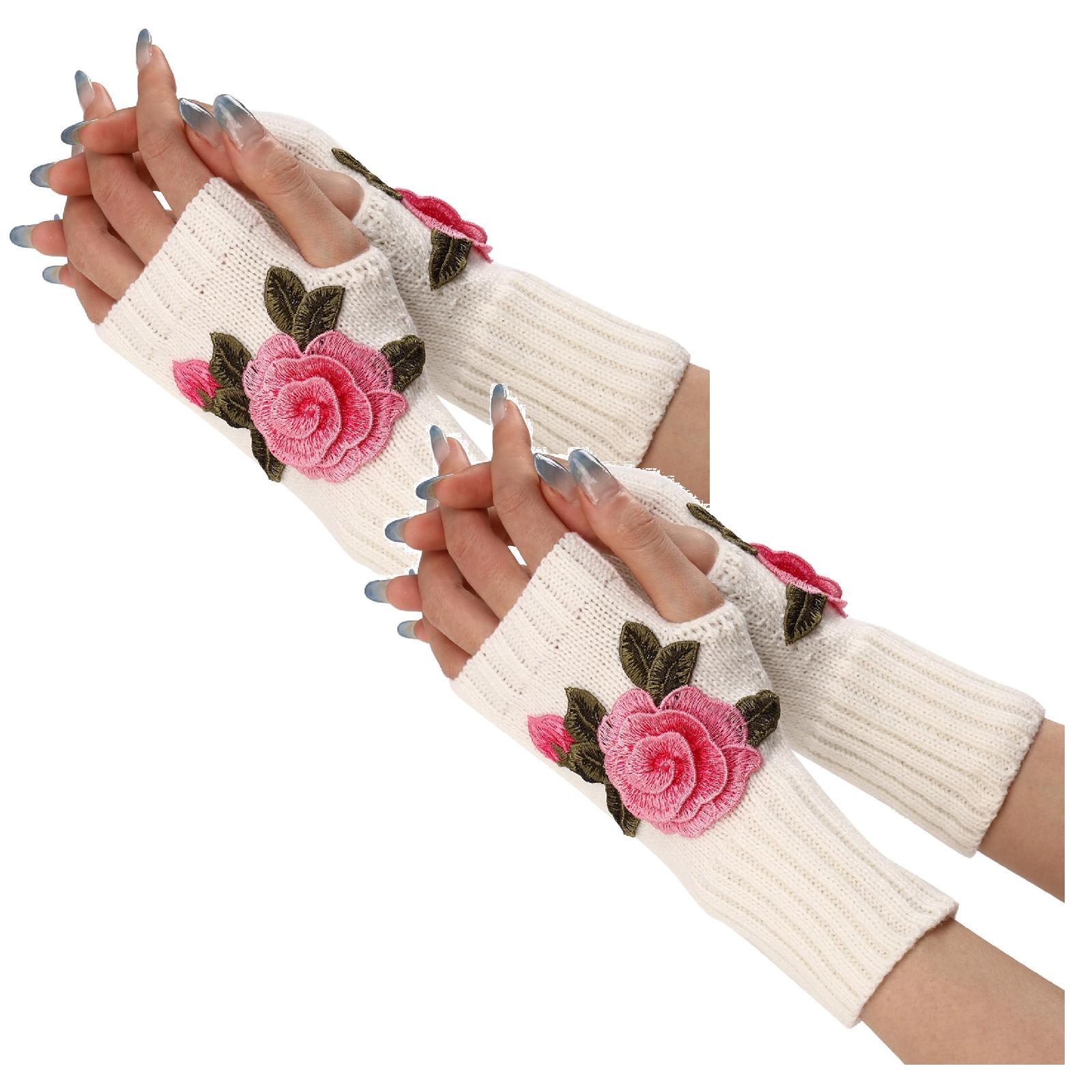 2 Packs Ladies Warm Knit Fingerless Gloves Convertible Mittens Fashion