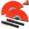 thumbnail image 1 of 2 Packs Large Clap Fans for Line Dancing Large Chinese Folding Hand Fans, Red Decorative Chinese Tai Chi Hand Fans for Women Men, 1 of 7