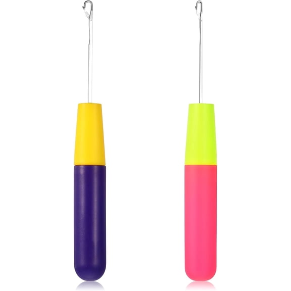 2 Packs Latch Hook Crochet Needle Latch Hook Tool, Latch Hook Tool for Crochet Braids Hair Extension Micro Braids Multi-Purpose Knitting Needles(5.7mm+3.8 mm)