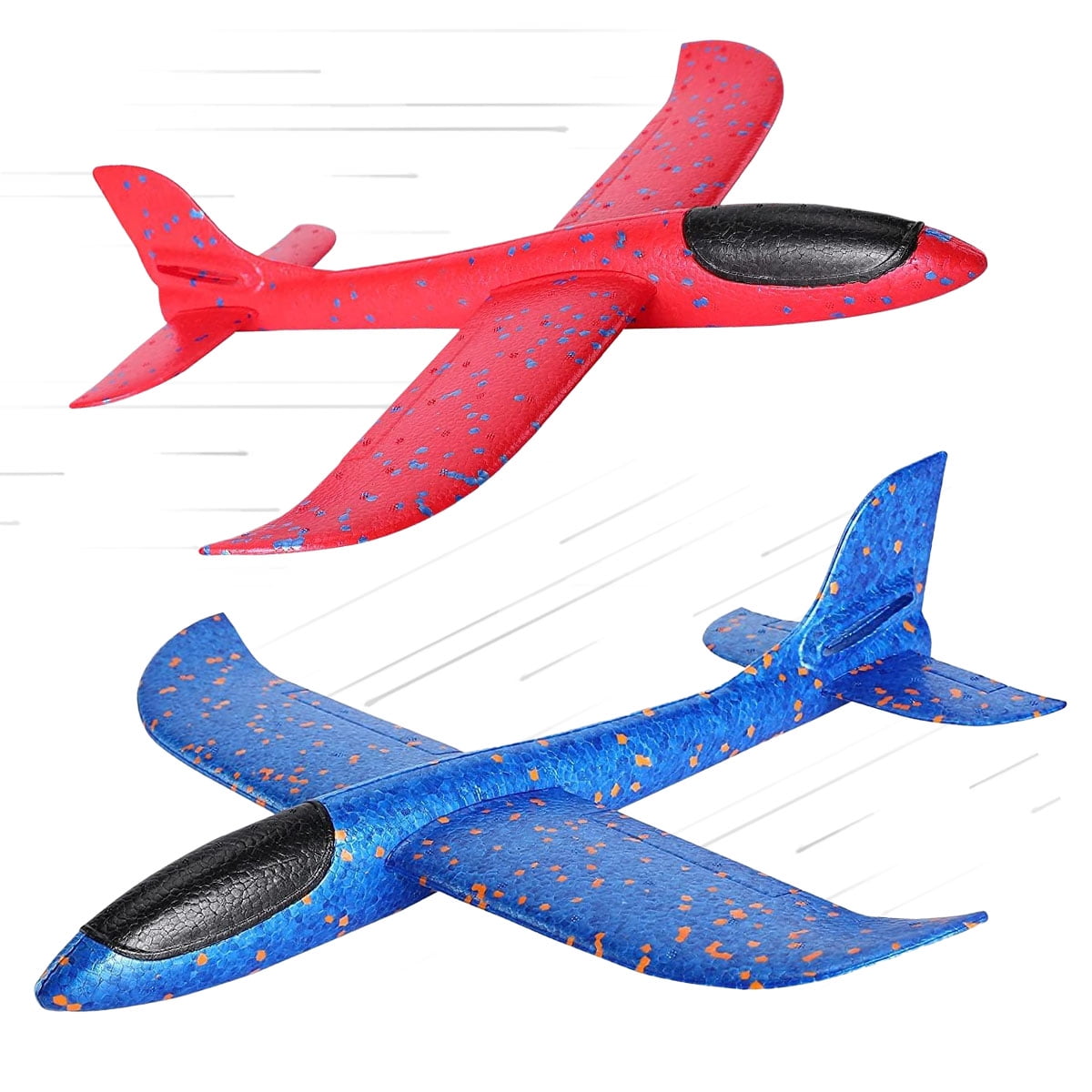 2 Packs Lightweight Airplane Toys (Red & Blue), Throwing Foam Plane