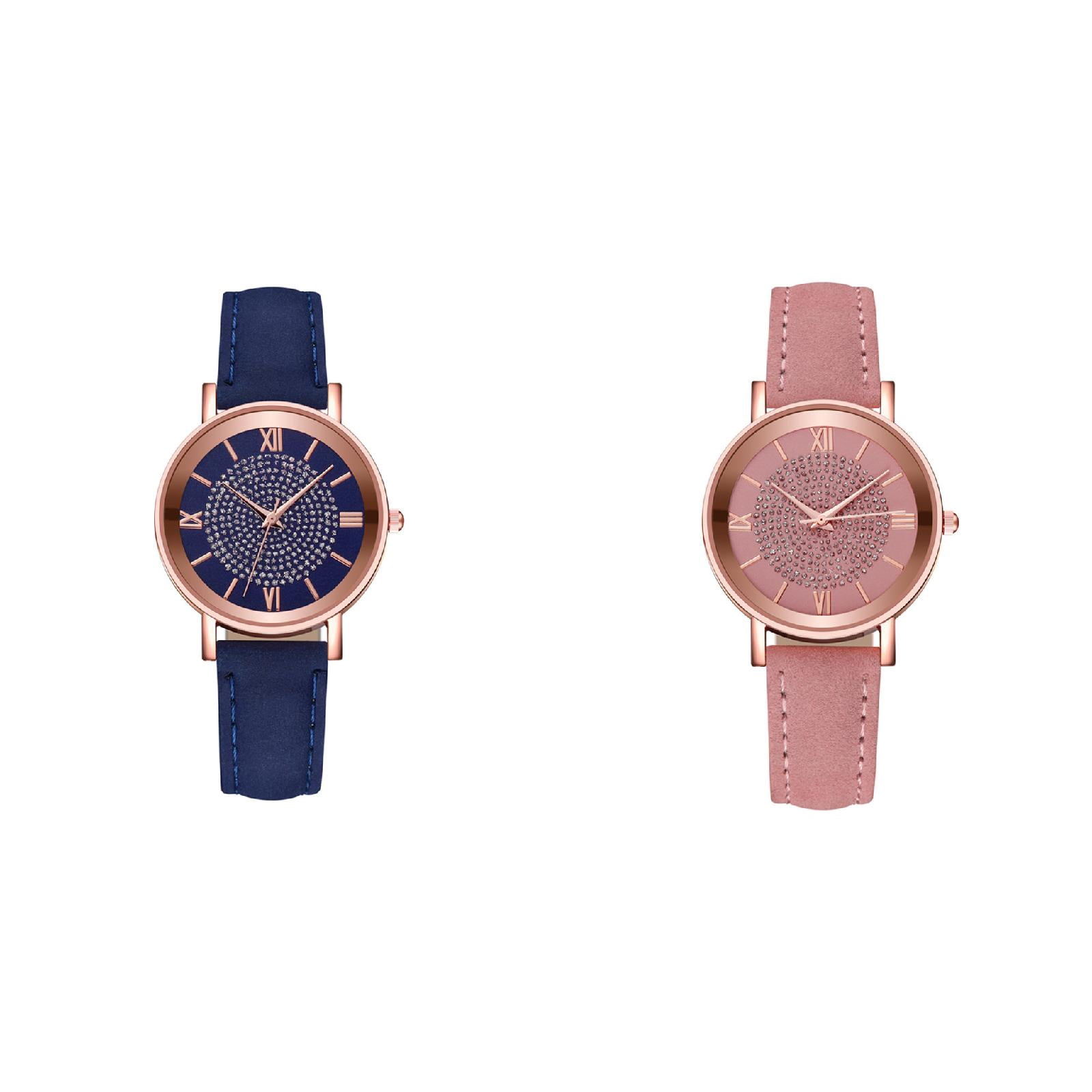 (2Packs) Watches Quartz Watch for Grandma Stainless Steel Dial Casual