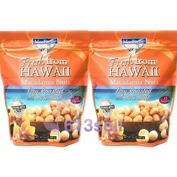 2 Packs MacFarms Dry Roasted Macadamia Nuts With Sea Salt From Hawaii 24 oz Each