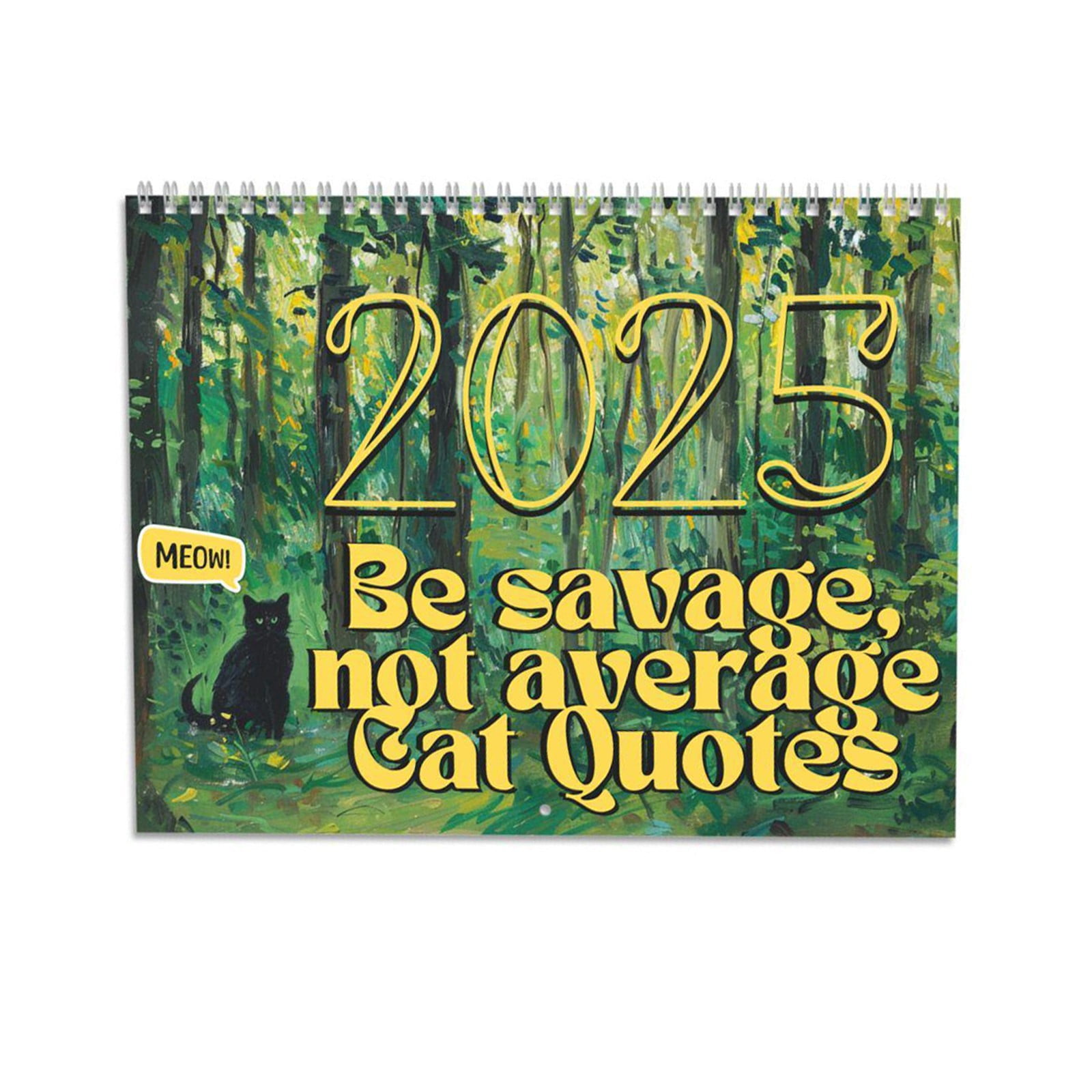 2 Packs by Malibure Calendar,2025 Bad Cat Quotes Calendar Wall Calendar Funny Adult Gift