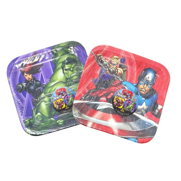 2 Packs - Marvel Avengers Square Dessert Party Plates - 2 Packs of 8 - 16 Total
