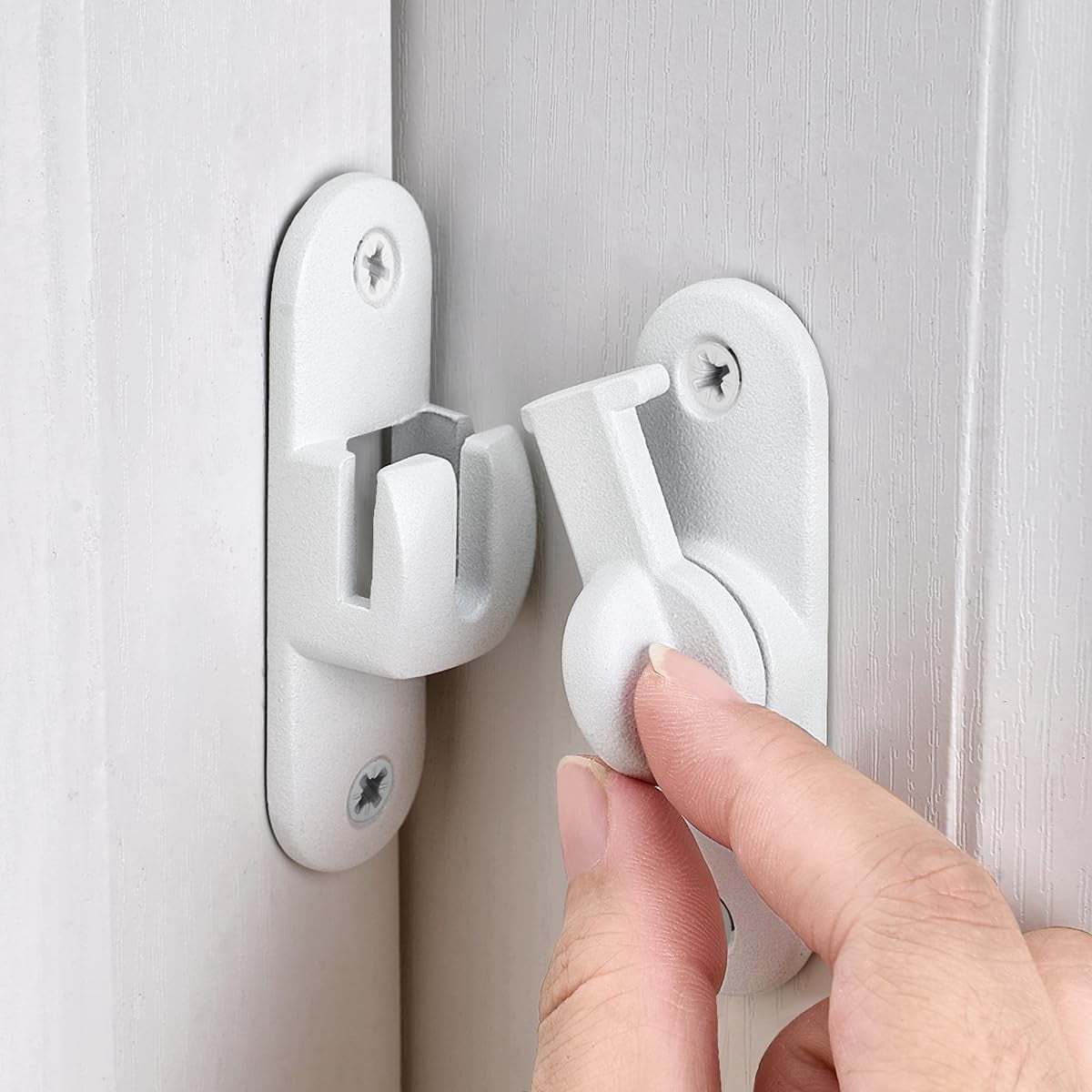 2 Packs Matte White 90 and 180 Degree Barn Door Latches with Flip Gate ...