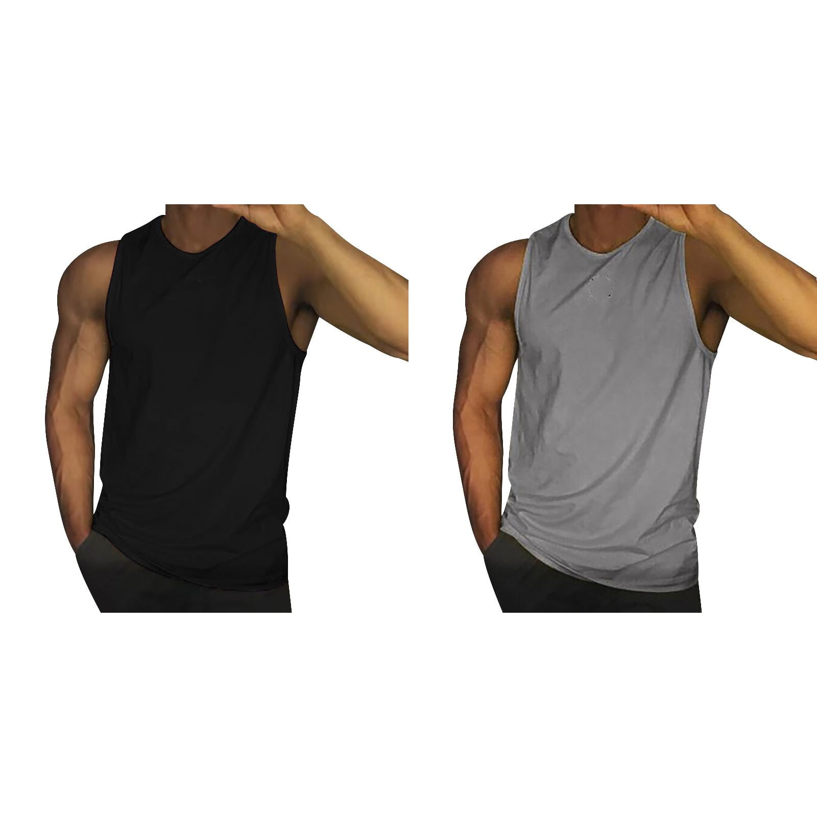 (2Packs)Men's Summer Solid Color Padded Tops for Men Vest Casual