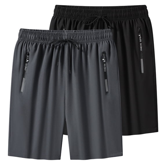 2 Packs Mens Outdoor Casual Sports Pants, Quickly Drying Breathable Elastic Short with Pockets