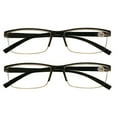 thumbnail image 1 of 2 Packs Mens Rectangle Half Frame Reading Glasses Blue Light Blocking Black Spring Hinge Readers +2.50, 1 of 5