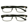 thumbnail image 1 of 2 Packs Mens Rectangle Metal Frame Reading Glasses Black Spring Hinge Readers +3.00, 1 of 5