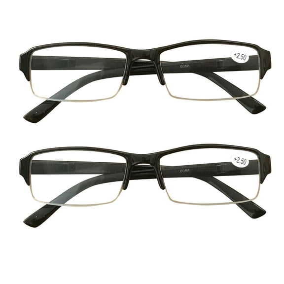 2 Packs Mens Womens Rectangle Half Frame Blue Light Blocking Reading Glasses Spring Hinge Readers +2.00