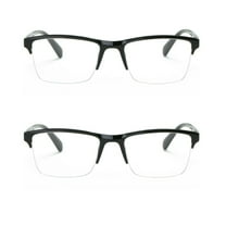 2 Packs Mens Womens Unisex Square Half Frame Reading Glasses Black Spring Hinge Readers 1.00