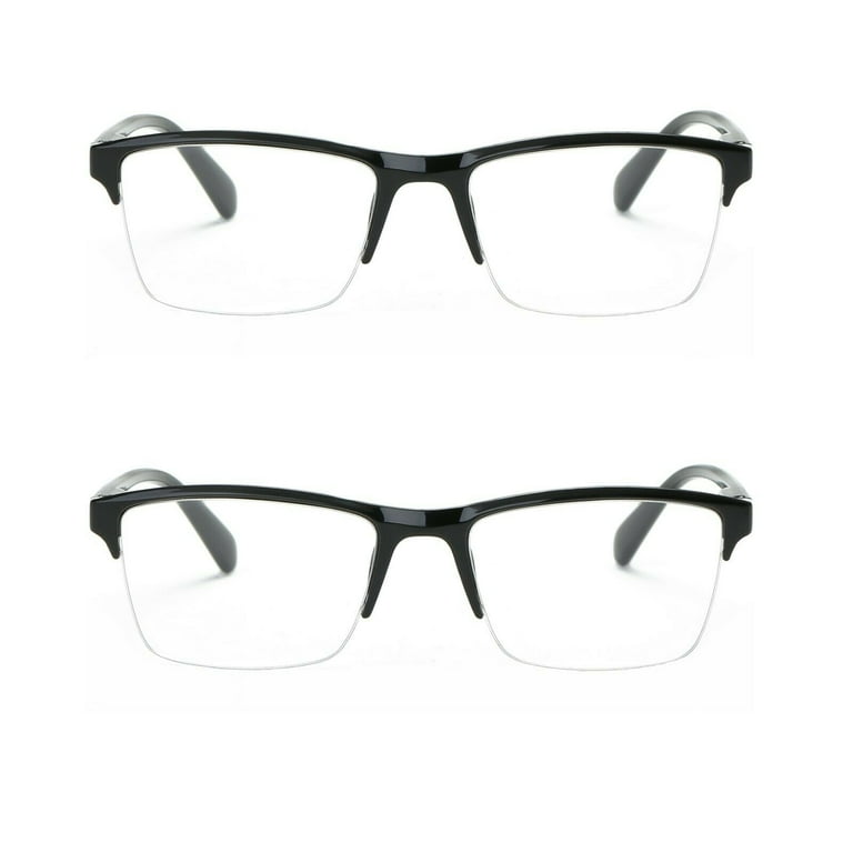 2 Packs Mens Womens Unisex Square Half Frame Reading Glasses Black Spring Hinge Readers 4.00 Walmart