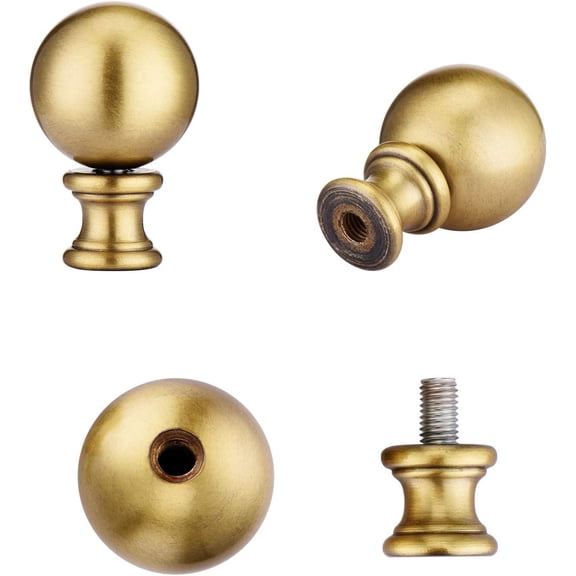 2 Packs Metal Ball Lamp Finials Convertible Lamp Decoration Topper Risers for Lamp Shade, 1.85 Inch, Antique Brass