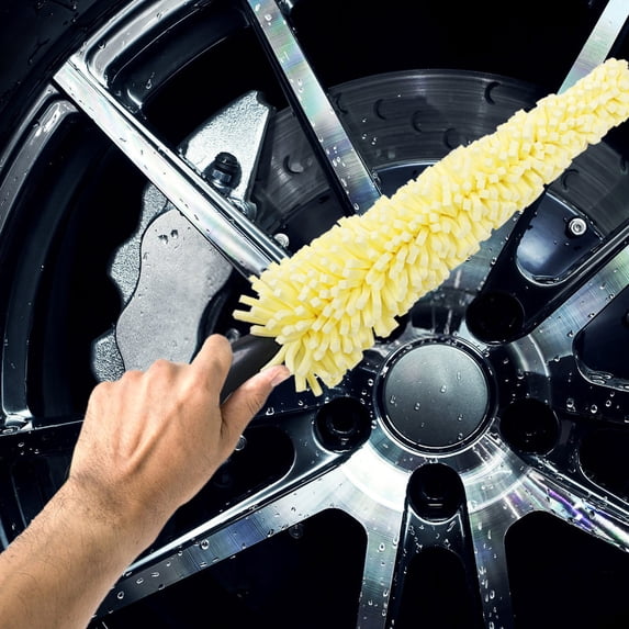 2 Packs Microfiber Wheel Brush for Car Detailing Soft Bristles Cleaner for Rims Tires Motorcycle Bike Engine Wash Tool Accessories