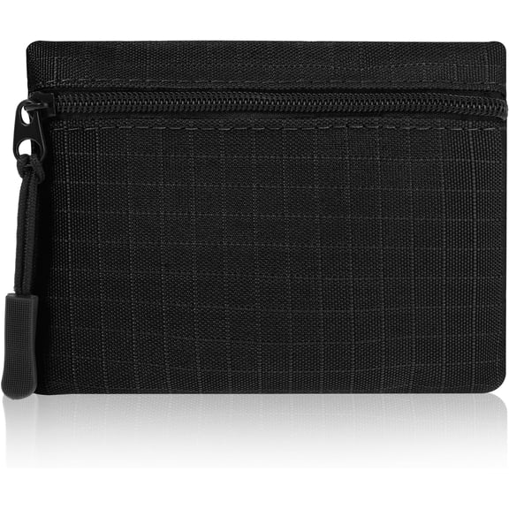 2 Packs Mini Canvas Coin Purse, Portable Change Pouch with Zipper Coin Pouch Mini Change Bags for Women (Black)