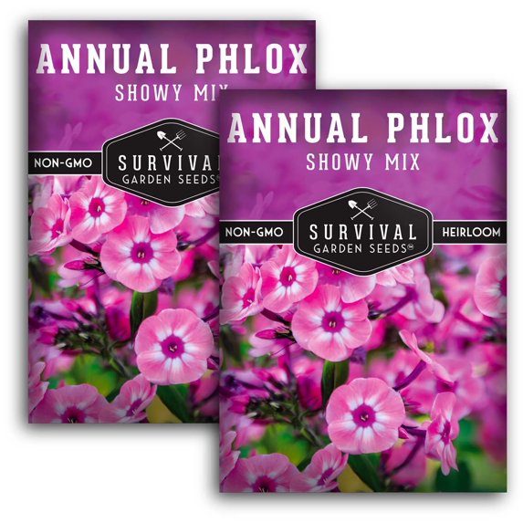 2 packs Mixed Annual Phlox Seeds - Full Sun Heirloom Flower