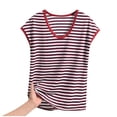 thumbnail image 1 of 2 Packs Modal Pajama Top for Womens Striped V Neck Tees Short Sleeve Tops Ultra Soft Athletic Stretch Loungewear Trends Lightweight Nightdress, 1 of 3