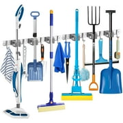 2 Packs Mop and Broom Holder Wall Mount, YOLETO Utility Hooks Mop Hanger, Broom Organizer Wall Hanging Rack for Garage and Garden Tools