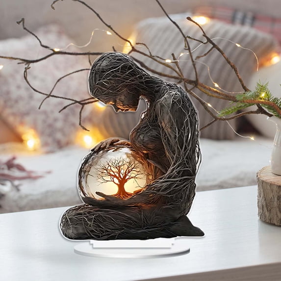 2 Packs Mother's Day Gift Tree of Life Acrylic Desktop Decor, 2D Laser Engraved Keepsake for Mom, Inspirational Home Office Decoration, Sentimental Present for Women, Wife, Mother's Day Decorations