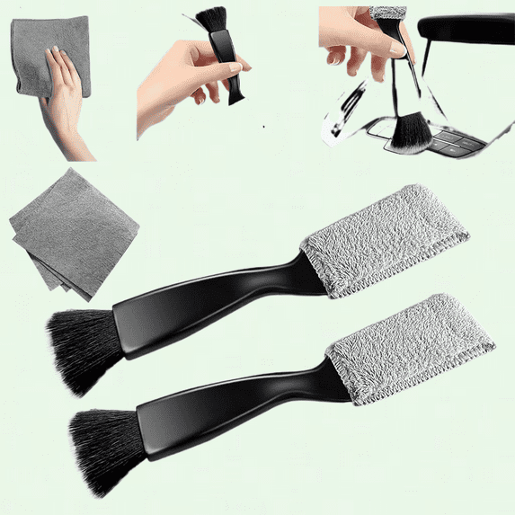 2 Packs Multi Function Car Detail Brush with Microfiber Towels for Cars, Car Detailing Supplies for Women, Fits Air Vents, Dashboard
