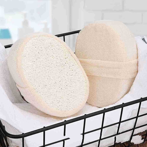 2 Packs Naturals Loofahs Pad Exfoliating Body Scrubber Bath Exfoliating Made with Natural Shower loofa Sponge Clearner Pad Exfoliator Washcloth Shower Puff Body Face Back Skin Care Tool (Beige-B)