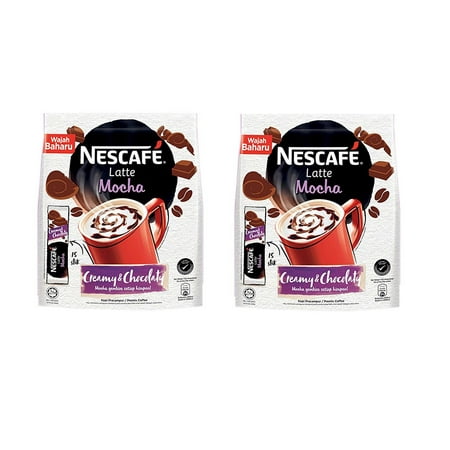 2 Packs Nescafe 3 in 1 MOCHA Coffee Latte - Instant Coffee Packets - Single Serve Flavored Coffee Mix (15 Sticks/Pack - Total 30 Sticks)