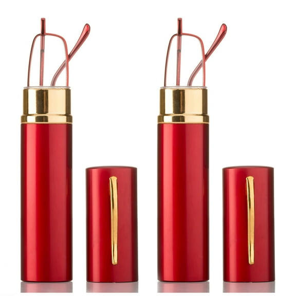 2 Packs Newbee Fashion - Pocket" Readers Ultra Compact Spring Temple Reading Glasses w/ Portable Pocket Clip Aluminum Case, +2.25