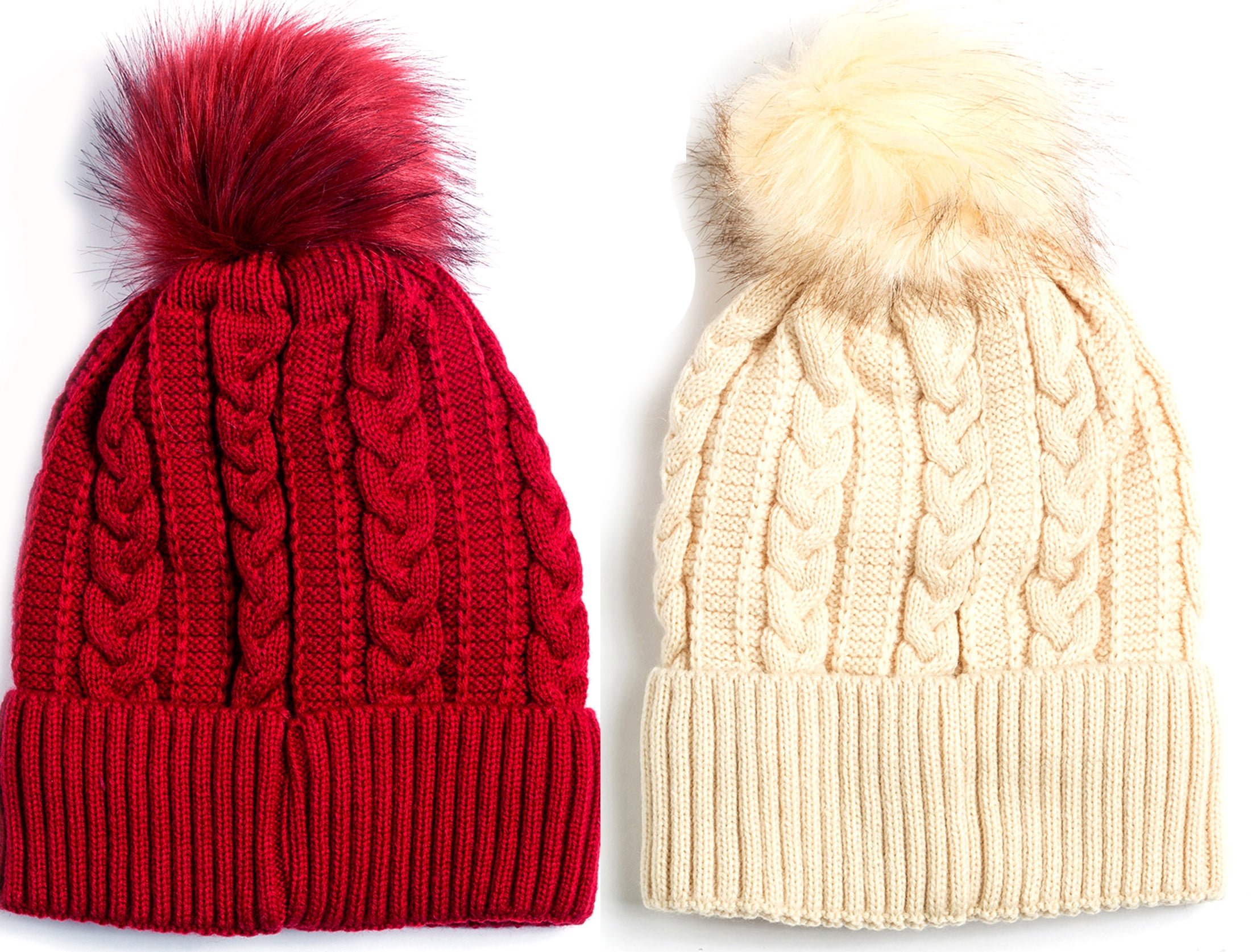2 Packs Newbee Fashion - Women Winter Faux Fur Pom Pom  display picture 3